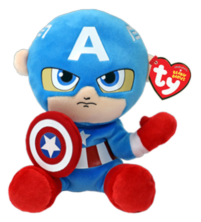 Ty Bamse - Beanie Babies - 15 cm - Marvel Captain America Ty Bamse - Beanie Babies - 15 cm - Marvel Captain America