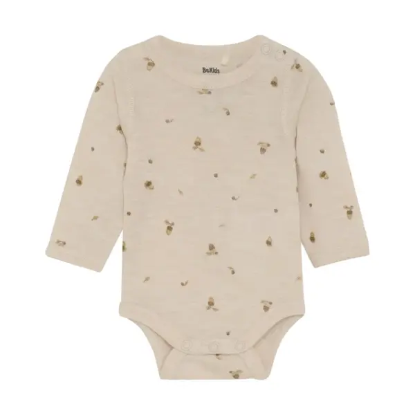 Uld Langærmet Body m. Print - Sandshell - 50 Uld Langærmet Body m. Print - Sandshell - 50
