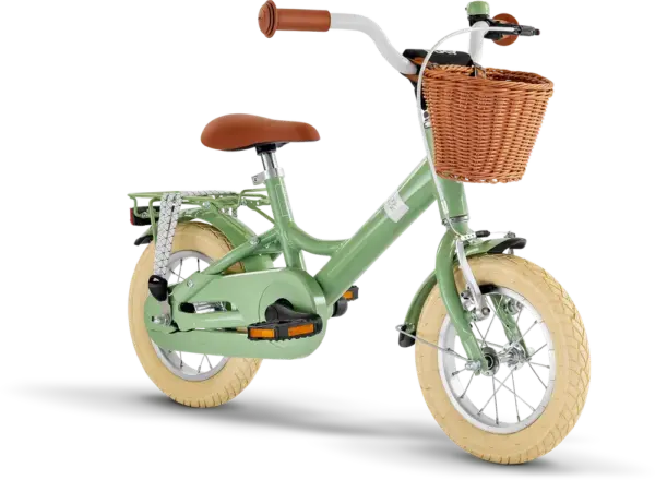Youke Classic 12,Alu legecykel med kurv retro grøn