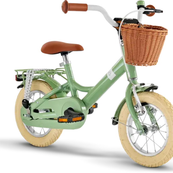 Youke Classic 12,Alu legecykel med kurv retro grøn
