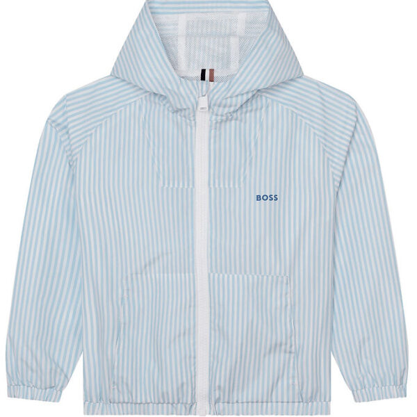 BOSS Jakke - Lyseblå/Hvidstribet