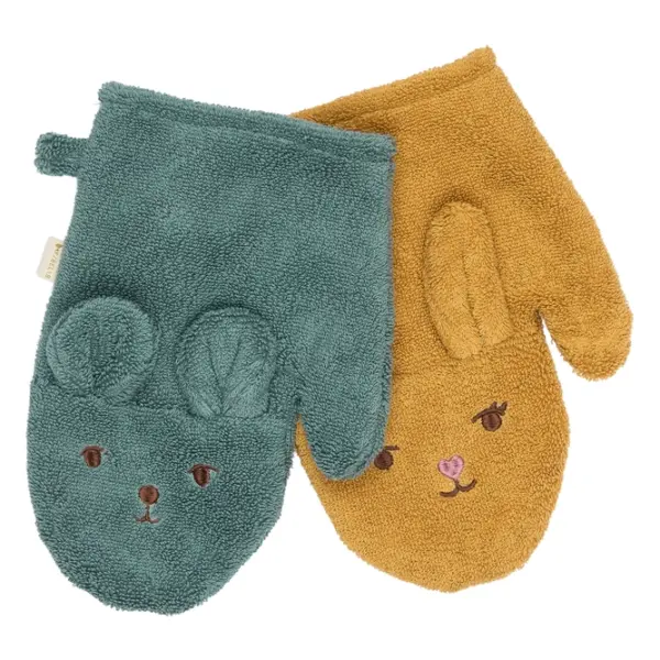 Bath Mitts - 2 pack - Bear and Bunny - Wood Thrush