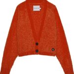 Calvin Klein Cardigan - Velour - Chenille - Cropped - Coral Oran