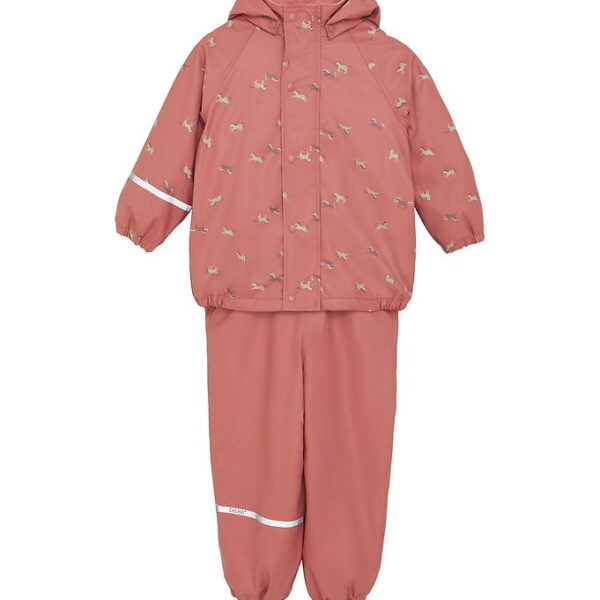 CeLaVi Regntøj m. Seler/Fleece - Recycle PU - Brick Dust m. Prin