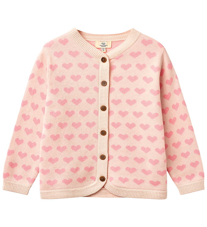 Copenhagen Colors Cardigan - Strik - Pink Comb m. Hjerter