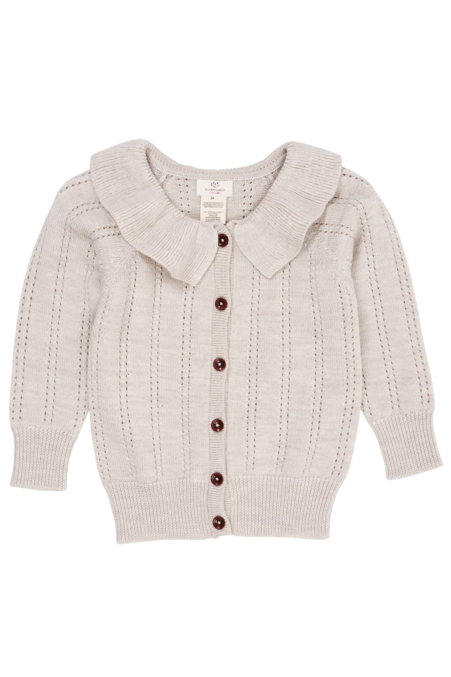Copenhagen Colors Strik Cardigan - Pale Cream Melange - 92 cm