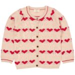 Copenhagen Colors Strik Cardigan med hjerter - Berry - 80 cm