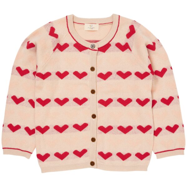 Copenhagen Colors Strik Cardigan med hjerter - Berry - 80 cm