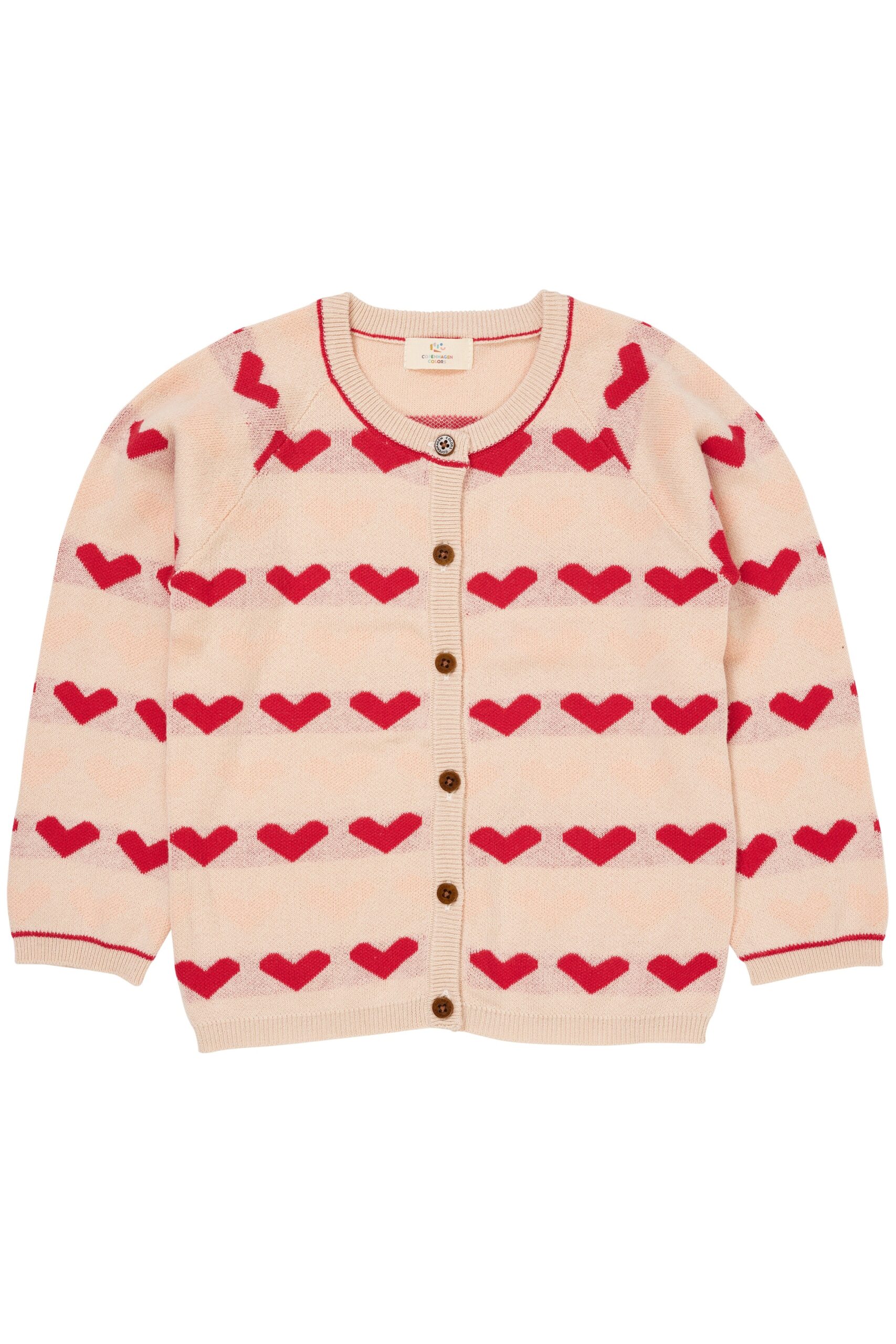Copenhagen Colors Strik Cardigan med hjerter - Berry - 80 cm