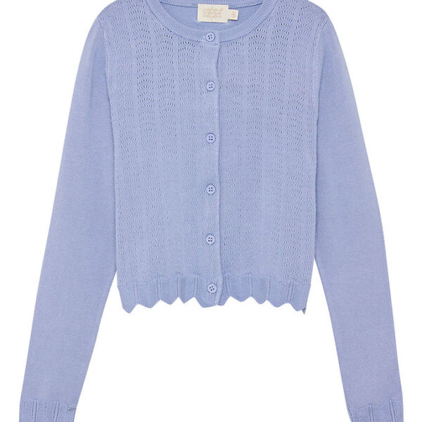 Creamie Cardigan - Pointelle - Blue Lustre