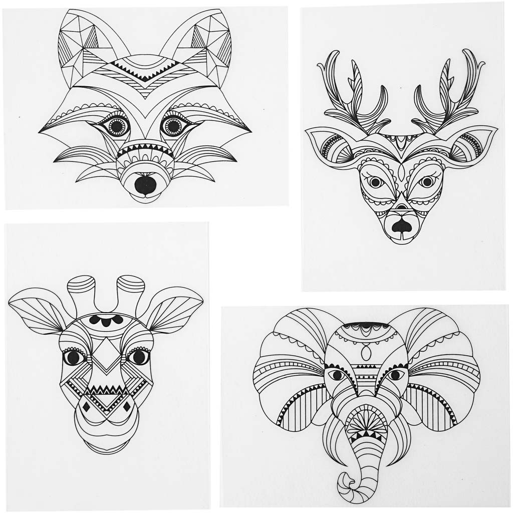 Creativ Company | Krympeplast m. motiver - Vilde dyr, 4 ark
