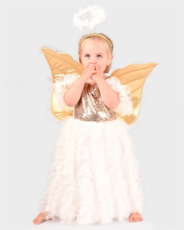 Den Goda Fen | Englekjole inkl. vinger & glorie - Flere str. 4-6 år