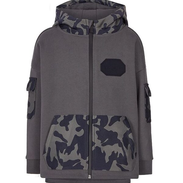 Emporio Armani Cardigan - Koksgrå m. Camouflage