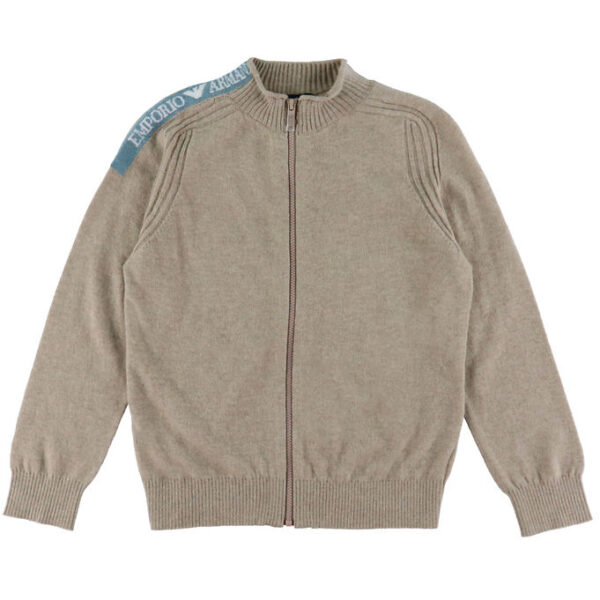 Emporio Armani Cardigan - Viskose/Uld - Beigemeleret m. Blå