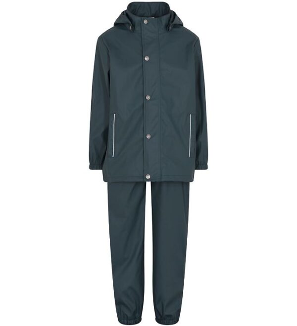 En Fant Regntøj m. Seler - PU - Dark Slate