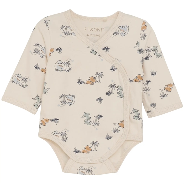 Fixoni body til præmatur - slå-om - Zen Blue Dino print