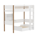 Flexa Nor Casa Højseng Med Crossbar Sengehest, Stige, Skriveborg og Gæsteseng 90x200 Cm- Hvid/eg