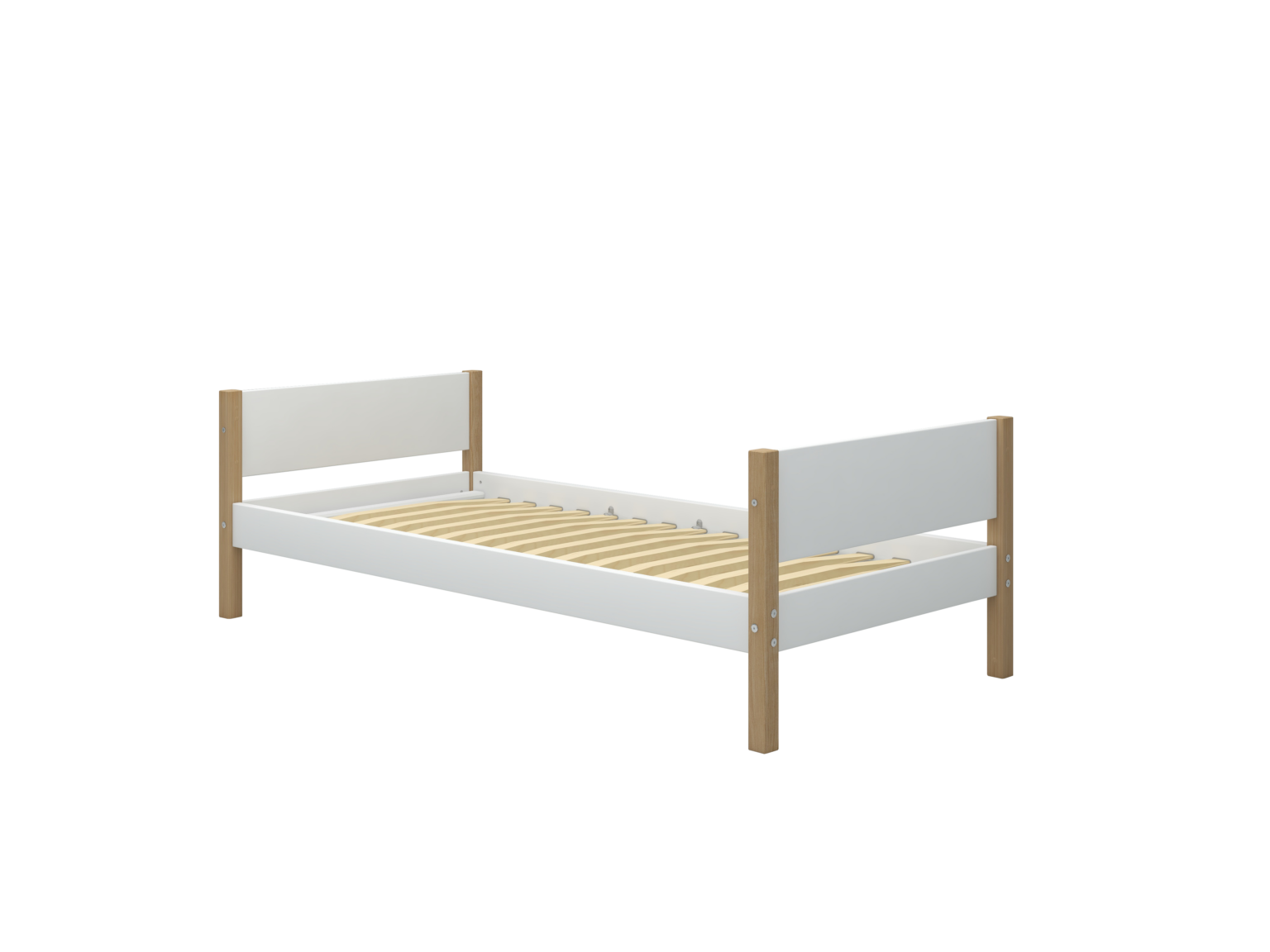 Flexa Nor Enkeltseng 90x200 cm - Hvid/eg