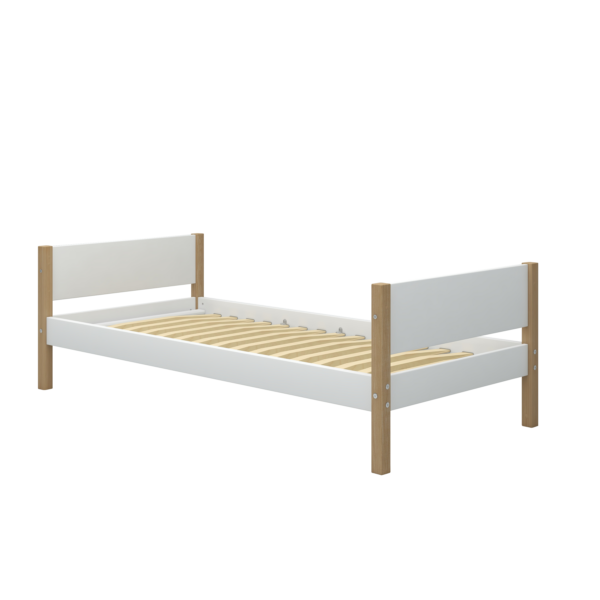 Flexa Nor Enkeltseng 90x200 cm - Hvid/eg