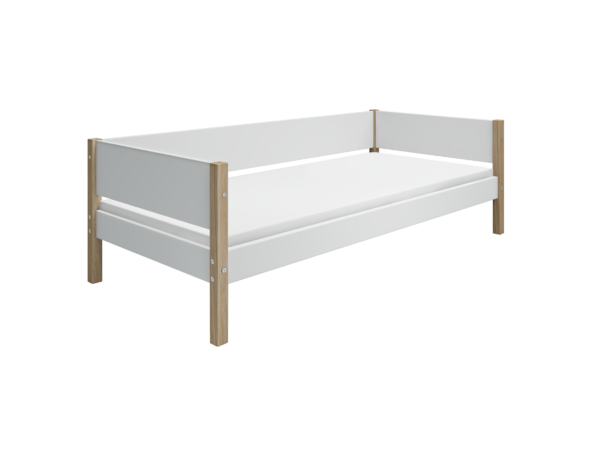 Flexa Nor Enkeltseng 90x200 cm m. Baggavl - Hvid/eg