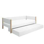 Flexa Nor Enkeltseng 90x200 cm m. Baggavl Incl. Udtræksseng - Hvid/eg