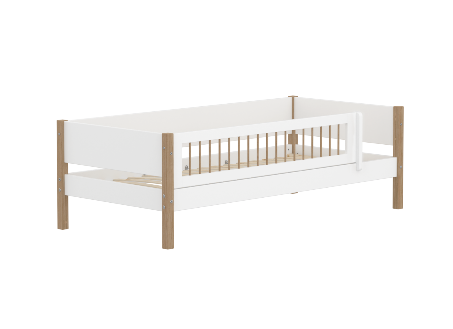 Flexa Nor Enkeltseng 90x200 cm m. Crossbar Sengehest - Hvid/eg