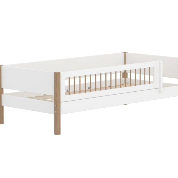 Flexa Nor Enkeltseng 90x200 cm m. Crossbar Sengehest - Hvid/eg