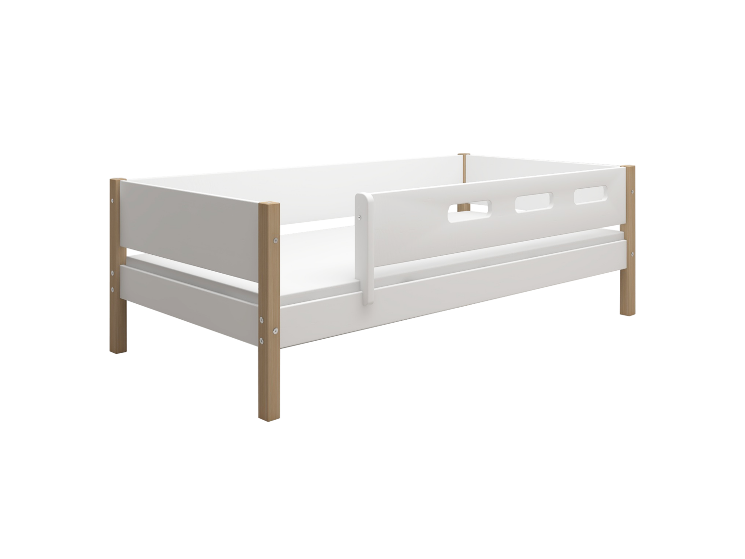 Flexa Nor Enkeltseng 90x200 cm m. Cut Out Sengehest - Hvid/eg