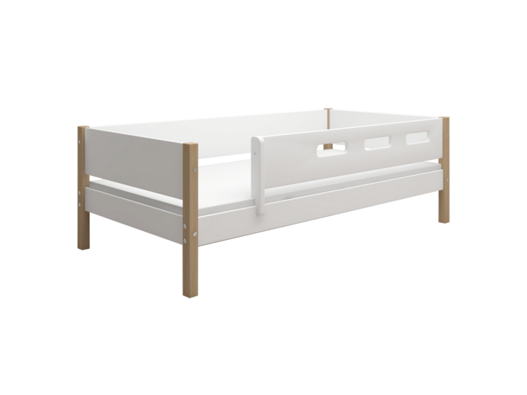Flexa Nor Enkeltseng 90x200 cm m. Cut Out Sengehest - Hvid/eg