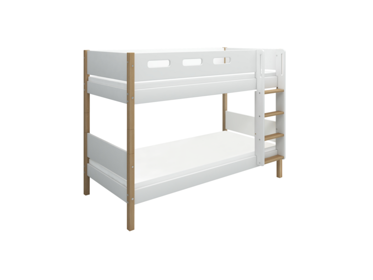 Flexa Nor Køjeseng 154 cm Med Stige og Cut Out Sengehest 90x200 cm - Hvid/eg Flexa Nor Køjeseng 154 cm Med Stige og Cut Out Sengehest 90x200 cm - Hvid/eg