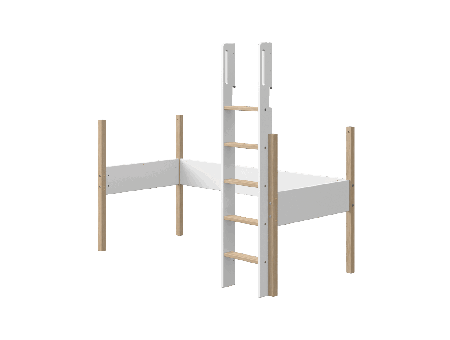 Flexa Nor Stige, Ben og Sengegavl - Hvid/eg