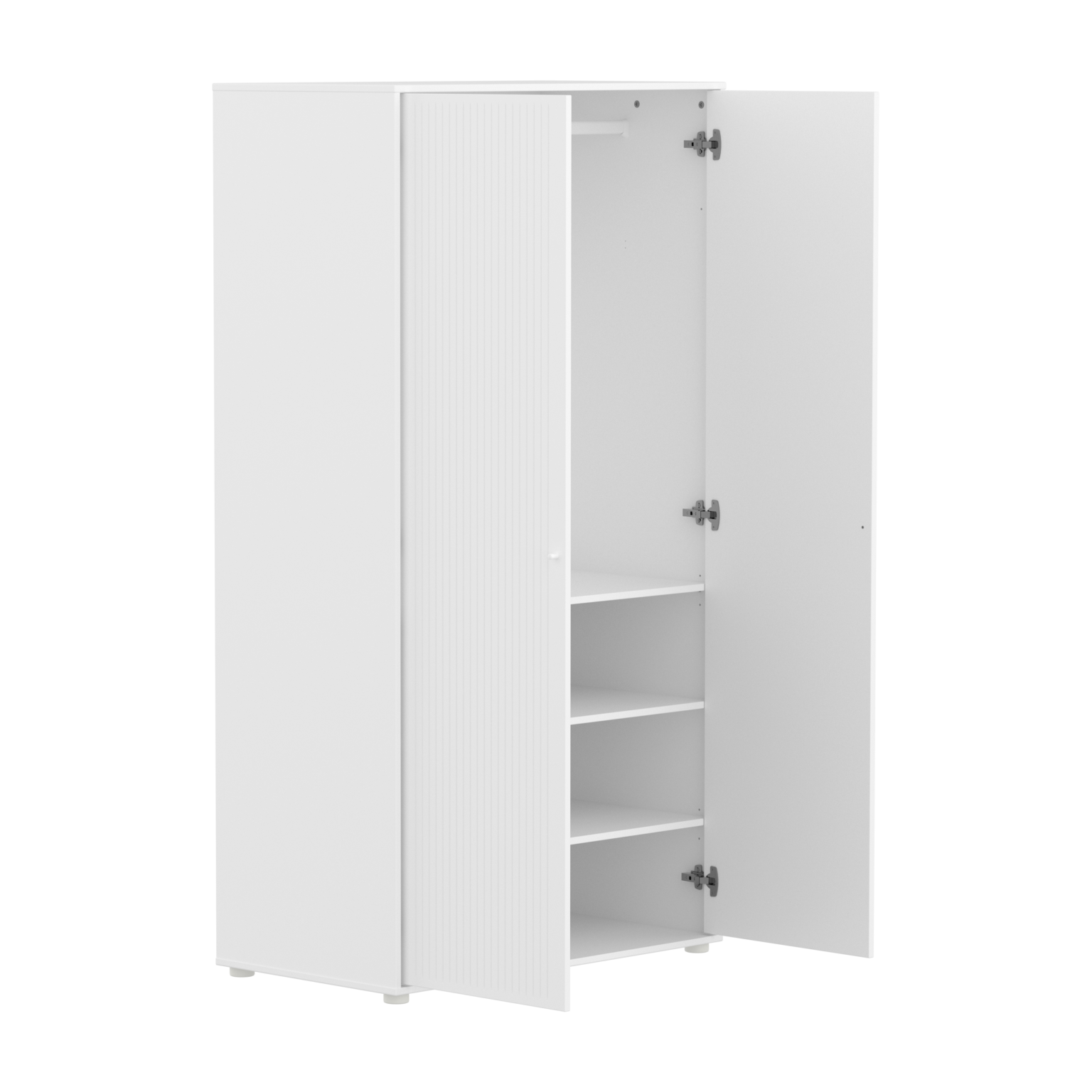 Flexa Saga Garderobeskab 200x100x55 Hvid Riller/hvide Ben og Greb