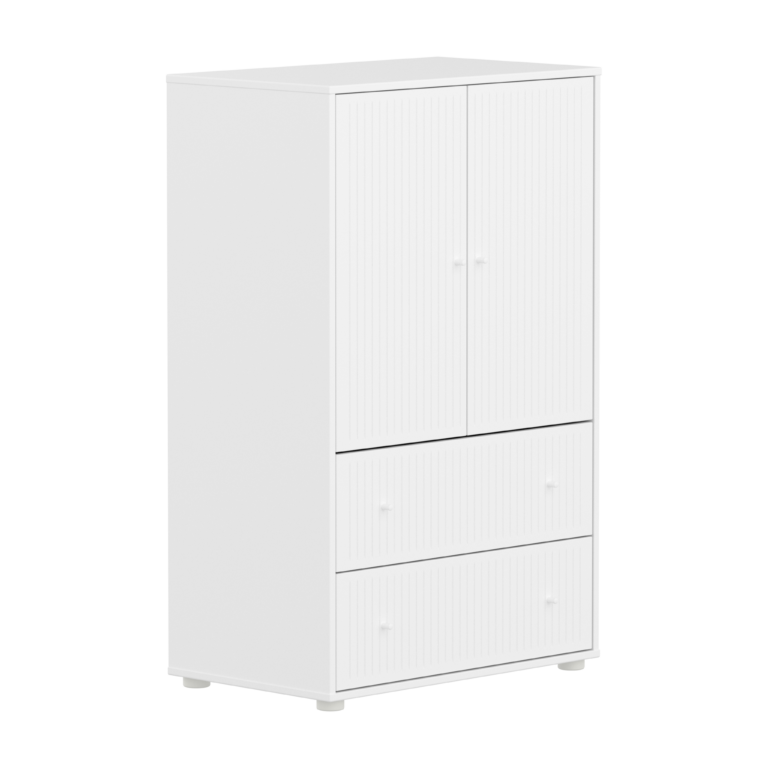 Flexa Saga Skab 120x75,5x45 Hvid Riller/hvid Greb