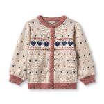 Fliink Nova Multi Heart Cardigan - Sandshell - 86 cm