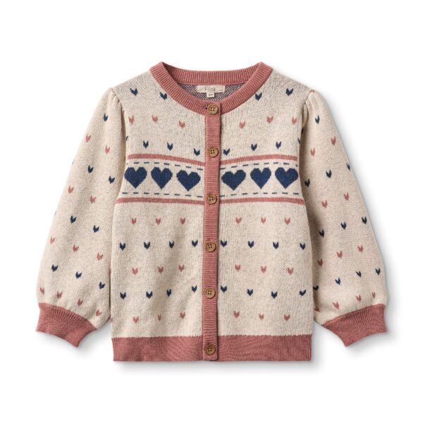 Fliink Nova Multi Heart Cardigan - Sandshell - 86 cm