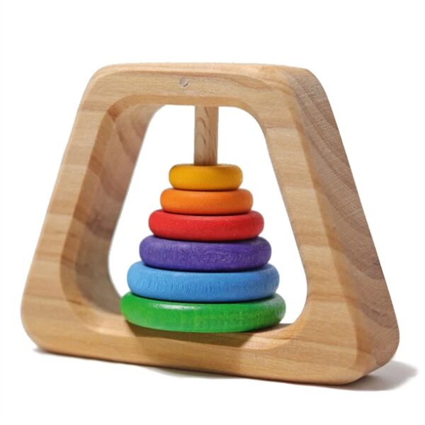 Grimms Trælegetøj Rangle Pyramide - Rainbow