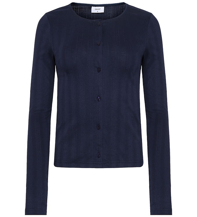 Grunt Cardigan - GrPrat - Navy m. Hulmønster
