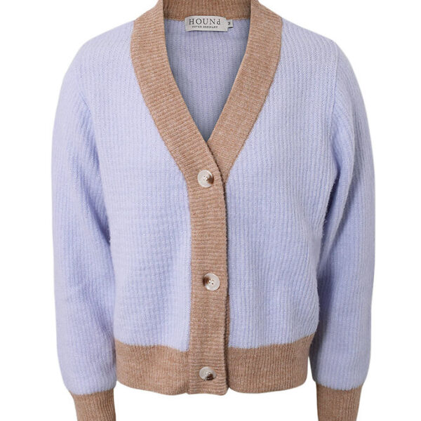 Hound Cardigan - Strik - Rib - Lilla/Beige
