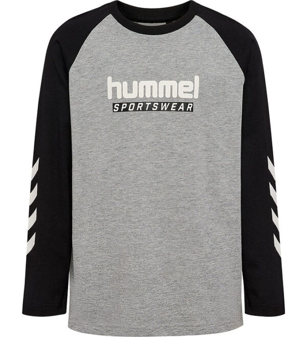 Hummel Bluse - Gråmeleret/ sort m. Logo