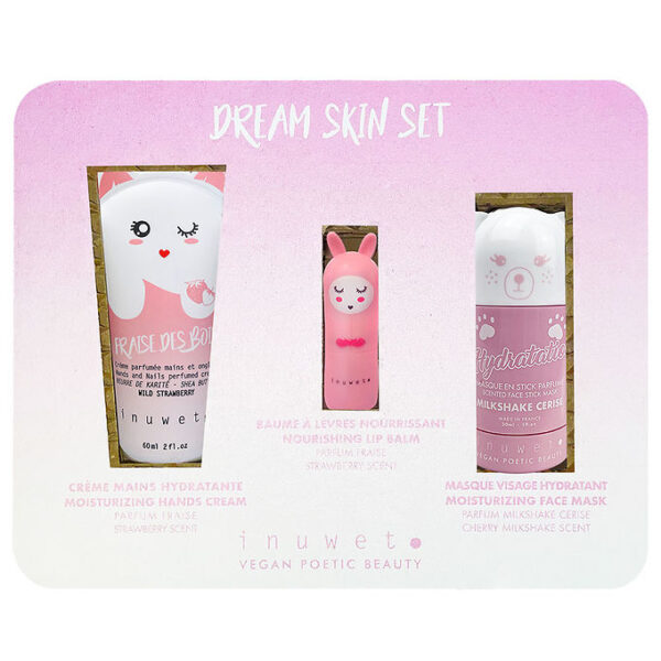 Inuwet Gavesæt - Håndcreme/Læbepomade/Ansigtsmaske - Pink