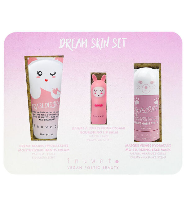 Inuwet Gavesæt - Håndcreme/Læbepomade/Ansigtsmaske - Pink