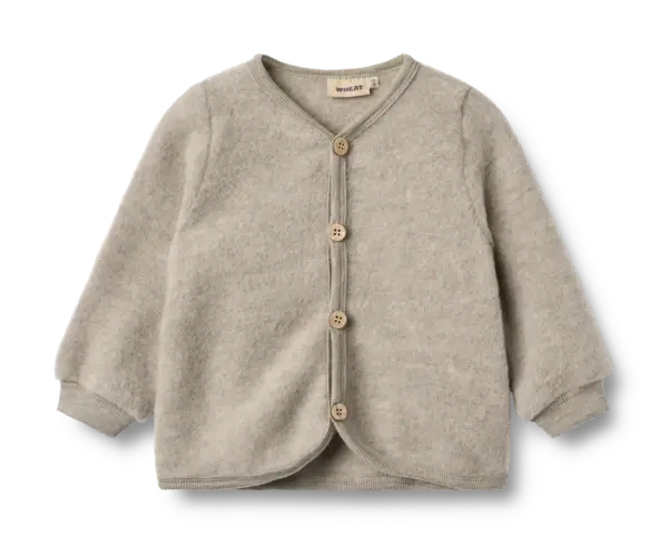 Kari Uld Fleece Cardigan - Khaki melange - 2 ÅR