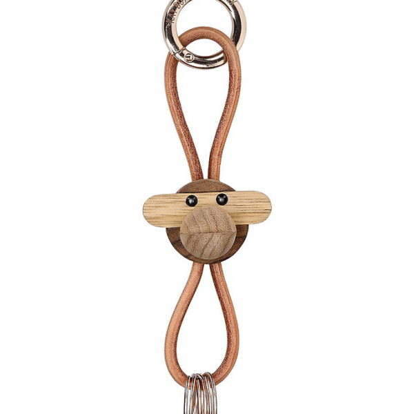 Kay Bojesen Nøglering - Abe/Guld - Naturlæder Teak/Limba