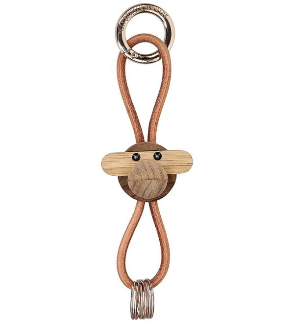 Kay Bojesen Nøglering - Abe/Guld - Naturlæder Teak/Limba
