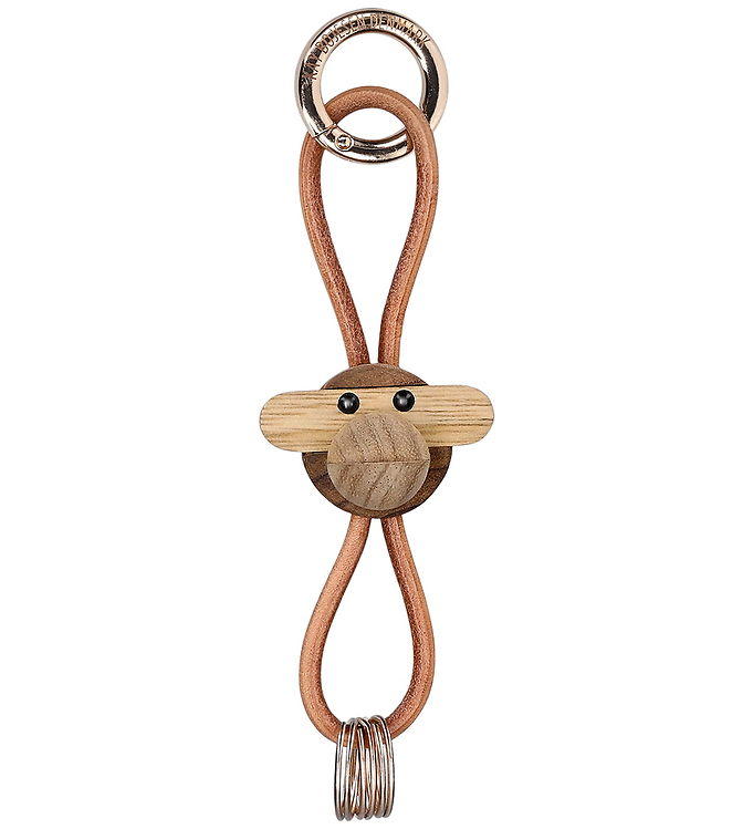 Kay Bojesen Nøglering - Abe/Guld - Naturlæder Teak/Limba
