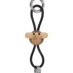 Kay Bojesen Nøglering - Abe/Sølv - Sort Læder Teak/Limba