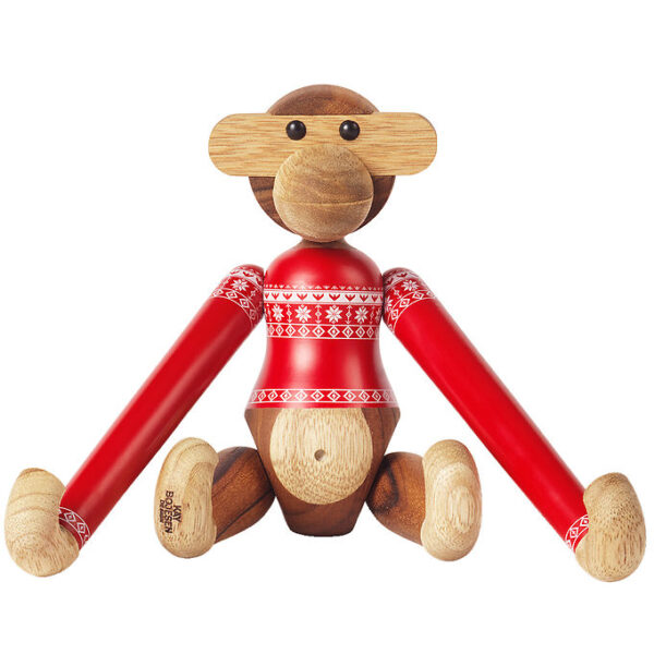 Kay Bojesen Træfigur - Abe - Julesweater 2024 - Lille - Teak/Lim