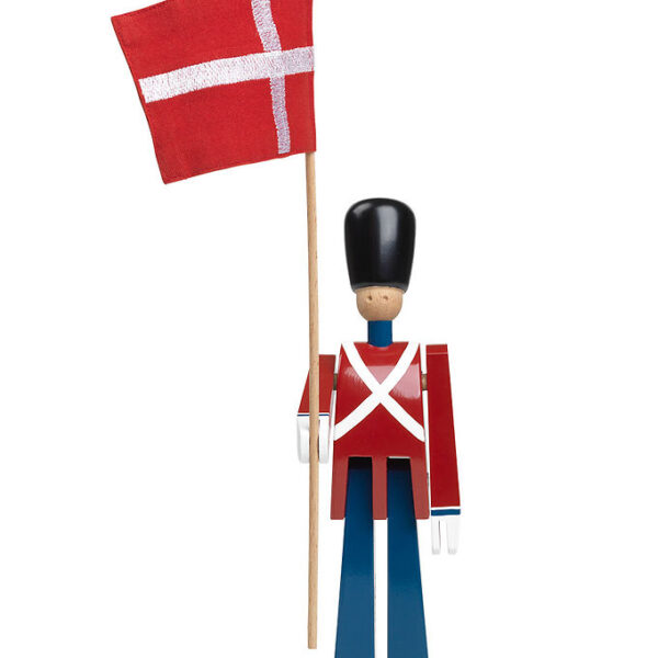 Kay Bojesen Træfigur - Fanebærer - 21 cm - Lille - Rød/Blå