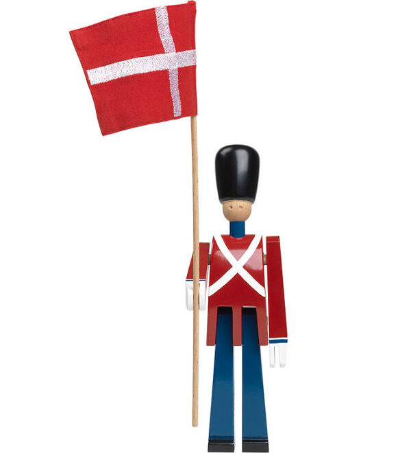Kay Bojesen Træfigur - Fanebærer - 21 cm - Lille - Rød/Blå