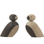 Kay Bojesen Træfigurer - Spurvepar - 6 cm - Lille - Eg/Røget Eg